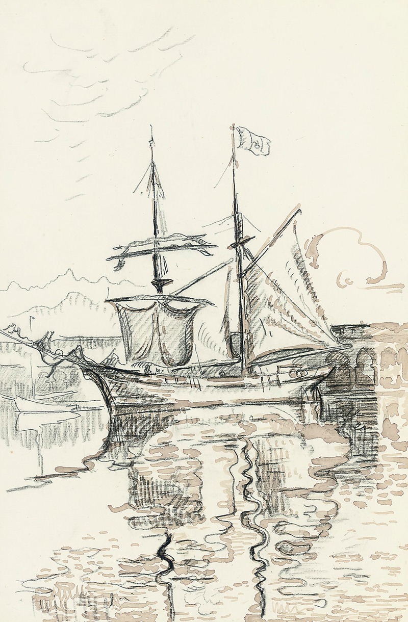 Sailing boats in harbour by Поль Синьяк — digital art print download