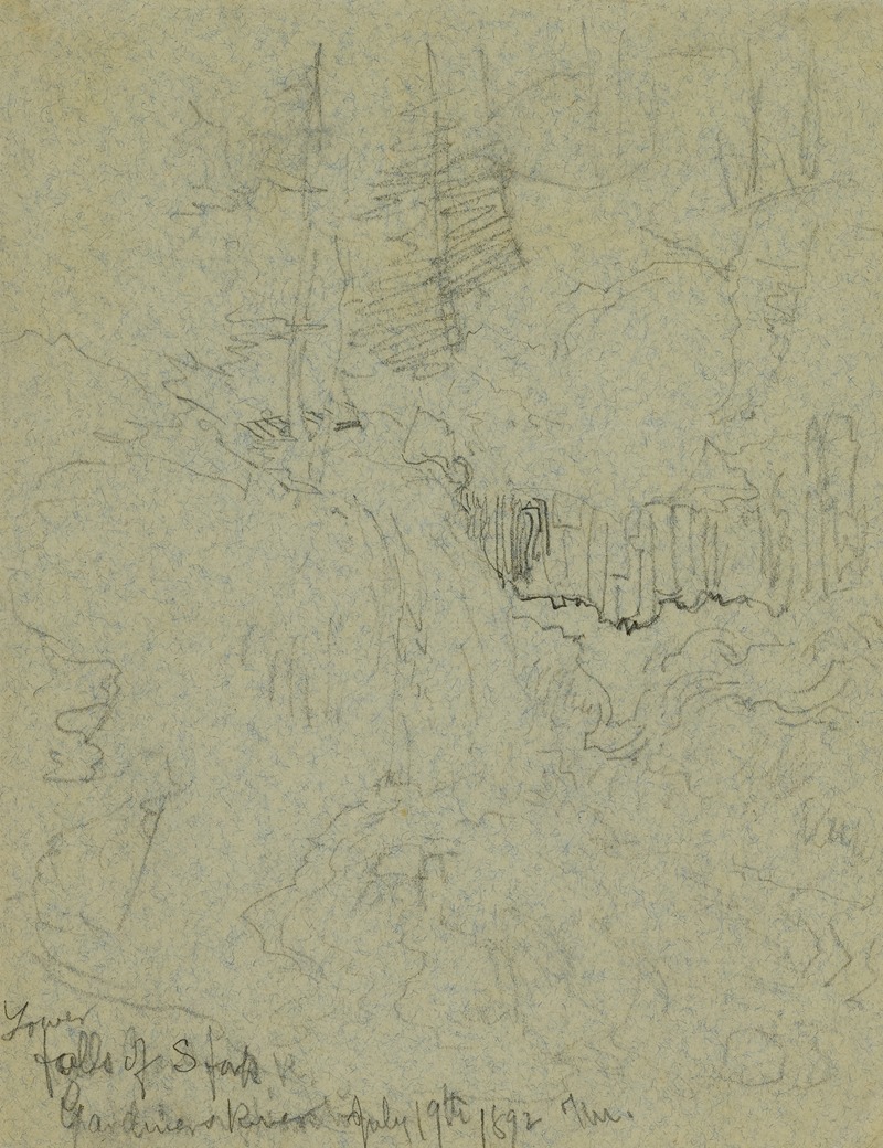 Lower Falls of the South Fork, Gardiner's River — Thomas Moran