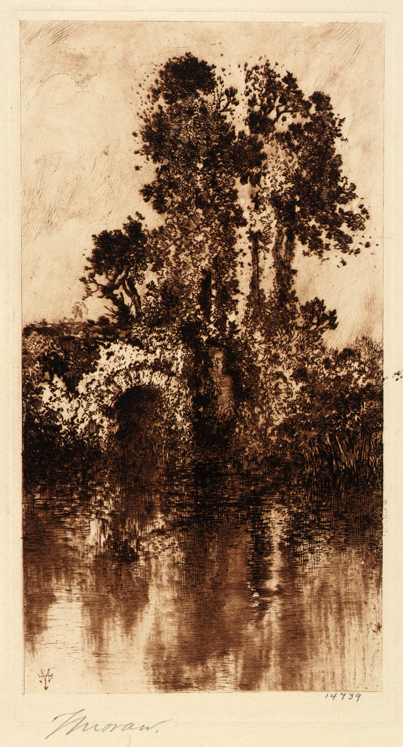 Trees and Old Bridge by Thomas Moran — digital art print download