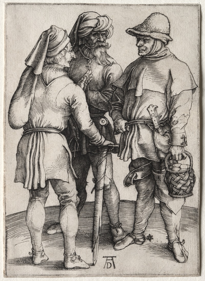 Three Peasants in Conversation by Albrecht Dürer, c. 1497 — digital art print download