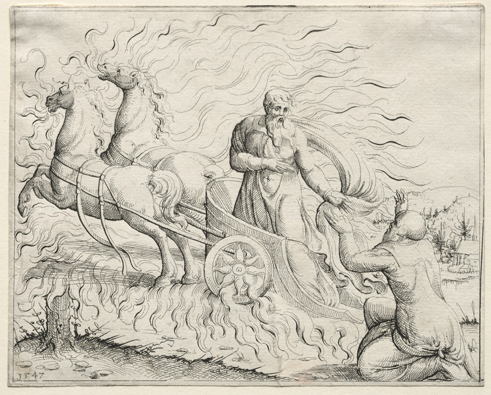 Elijah Ascends to Heaven by Augustin Hirschvogel, 1547 — digital art print download