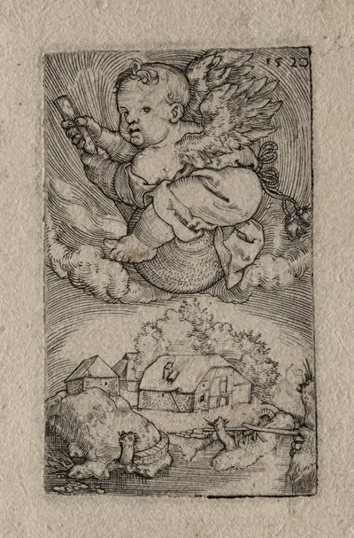 Genius Riding on a Ball by Бартель Бехам, 1520 — digital art print download