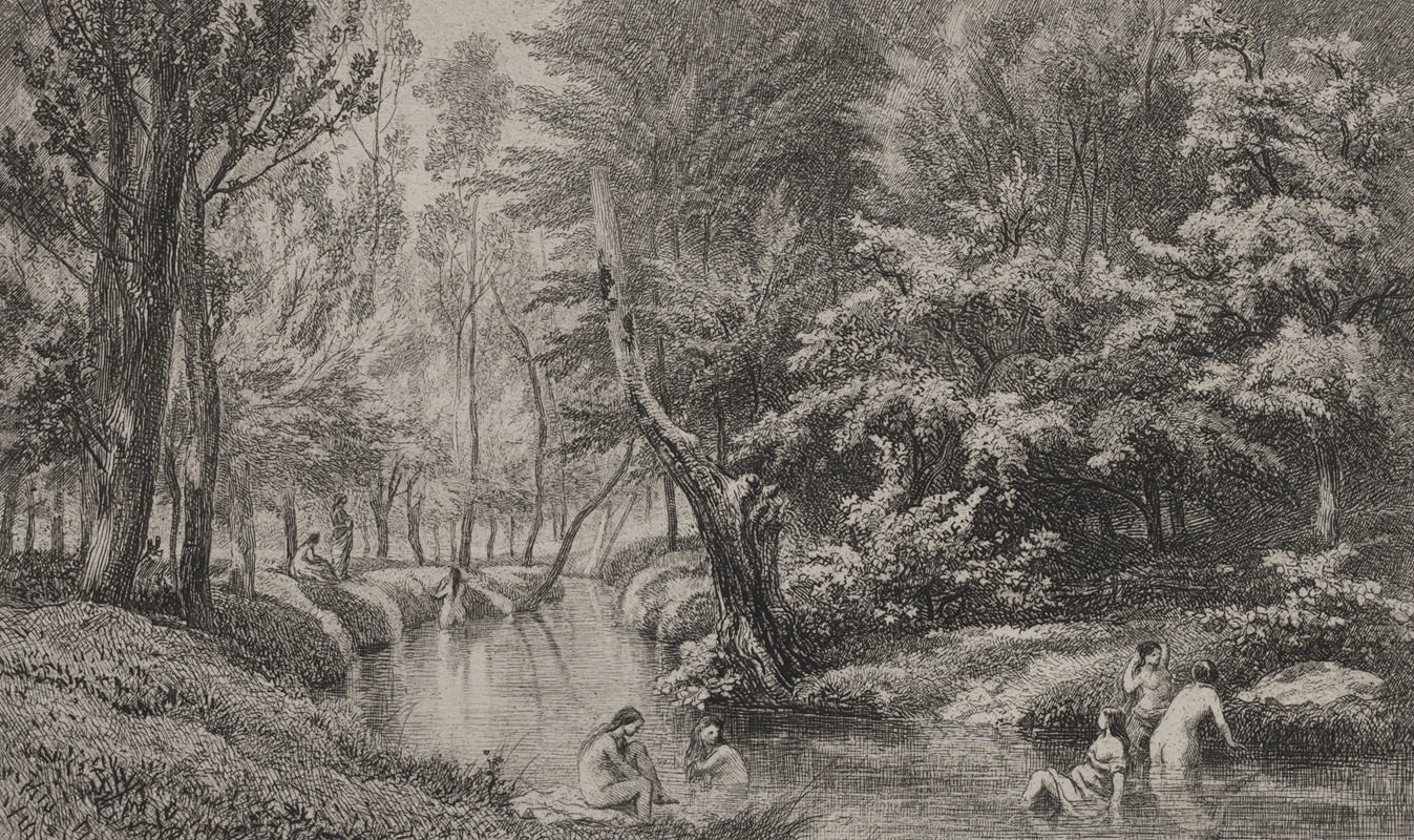 The Bathers by Шарль Франсуа Дюбини, c. 1847 — digital art print download