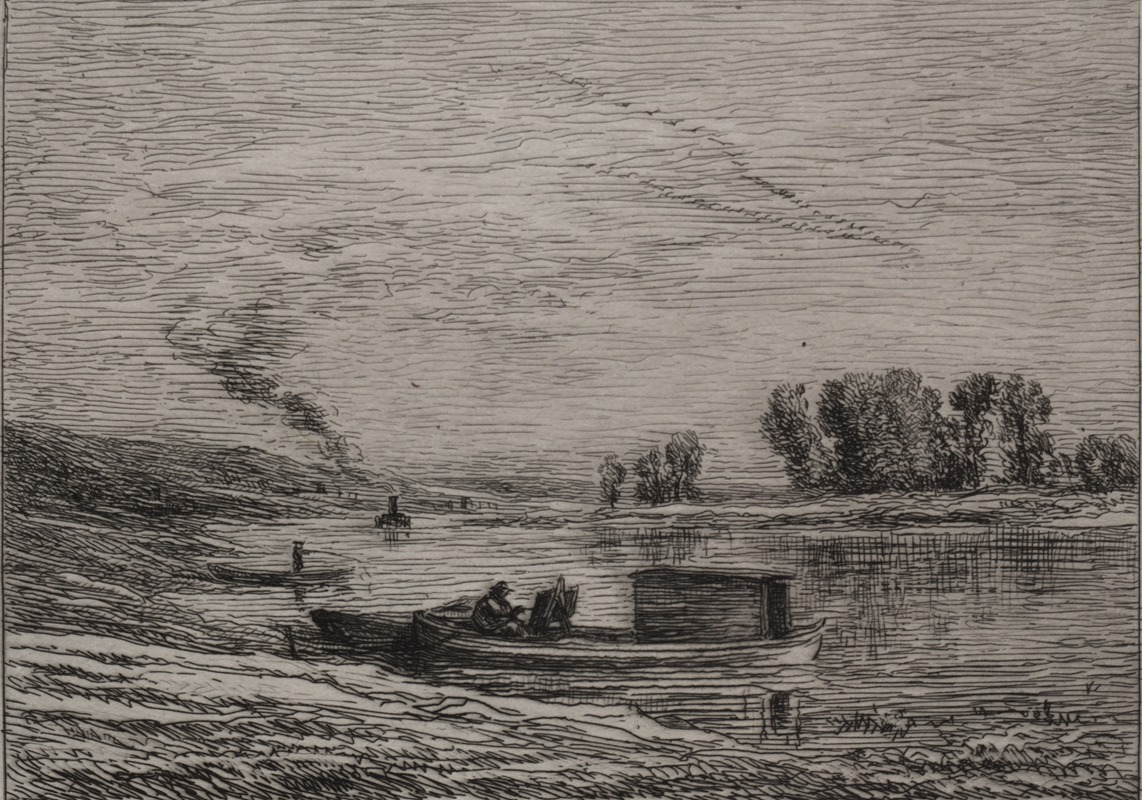 The Boat in Conflans by Шарль Франсуа Дюбини, 1866 — digital art print download