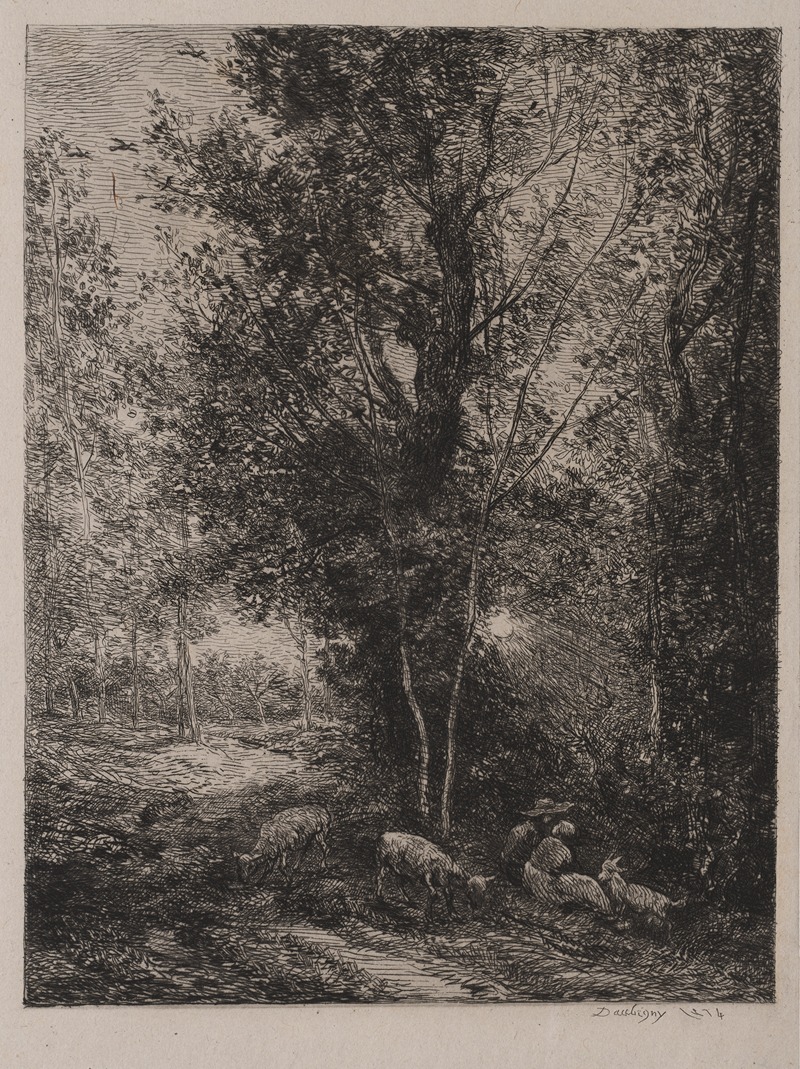 The Shepherd and Shepherdess by Charles François Daubigny, 1874 — digital art print download