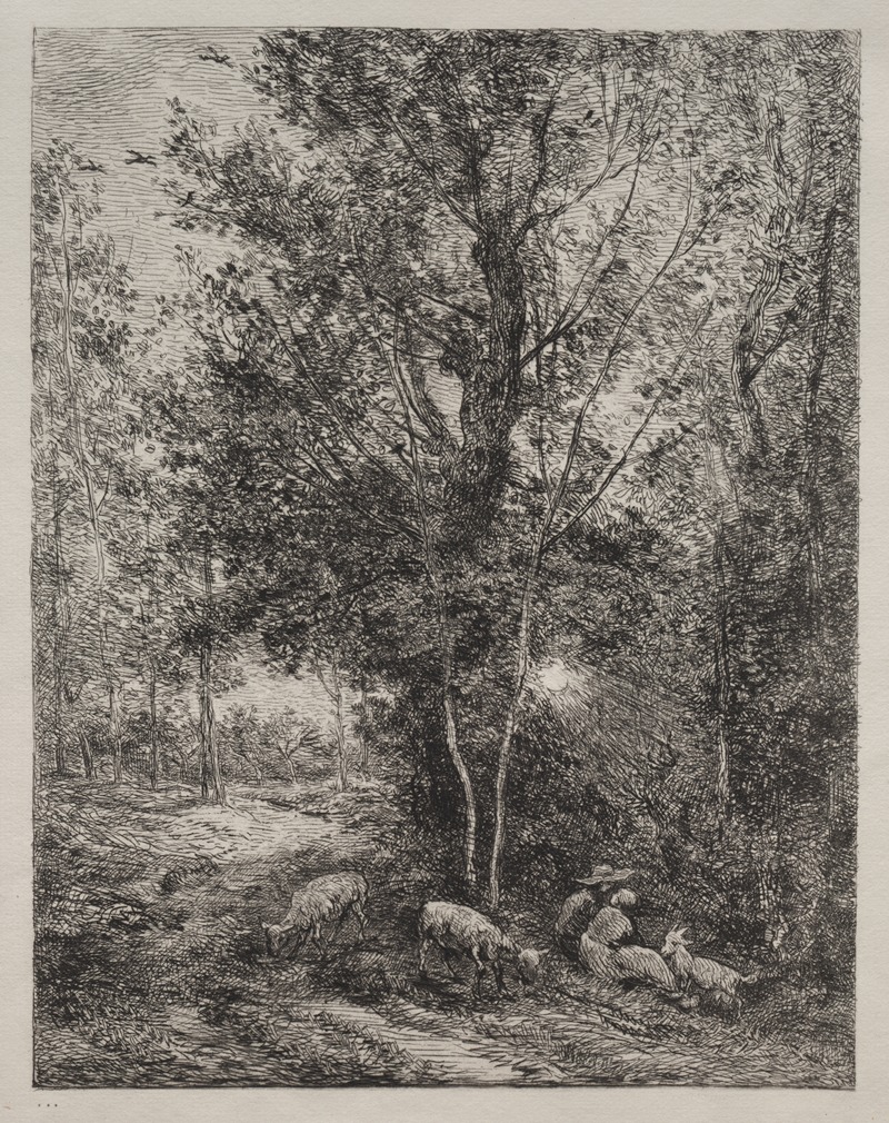 The Shepherd and the Shepherdess by Шарль Франсуа Дюбини, 1874 — digital art print download