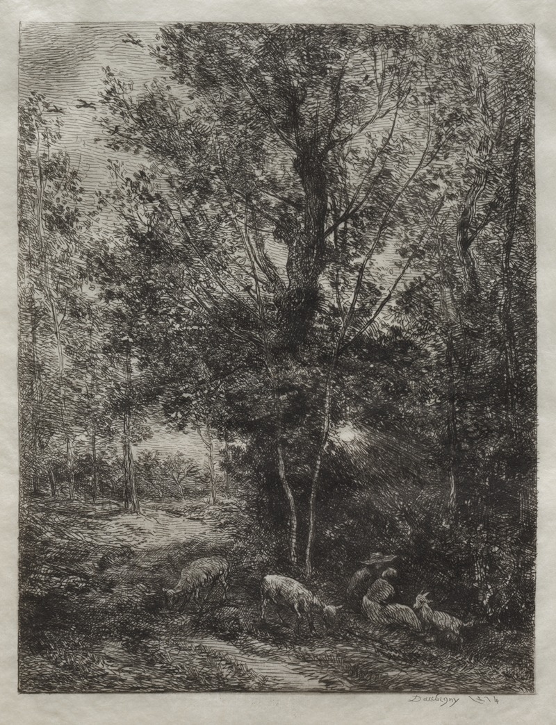 The Shepherd and the Shepherdess by Шарль Франсуа Дюбини, 1874 — digital art print download