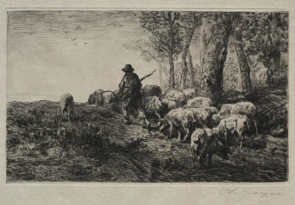 A herd of swine — Charles Emile Jacque