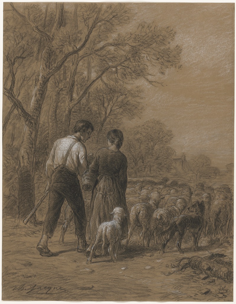 Bringing in the Sheep by Charles Emile Jacque — digital art print download