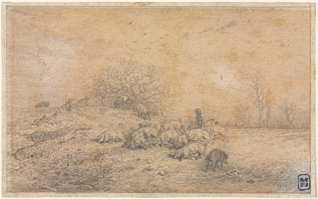 Herd of Pigs by Шарль Эмиль Жак, c. 1845 — digital art print download