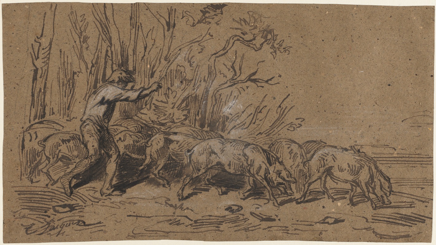 The Truffle Gatherers by Шарль Эмиль Жак, c. 1849 — digital art print download