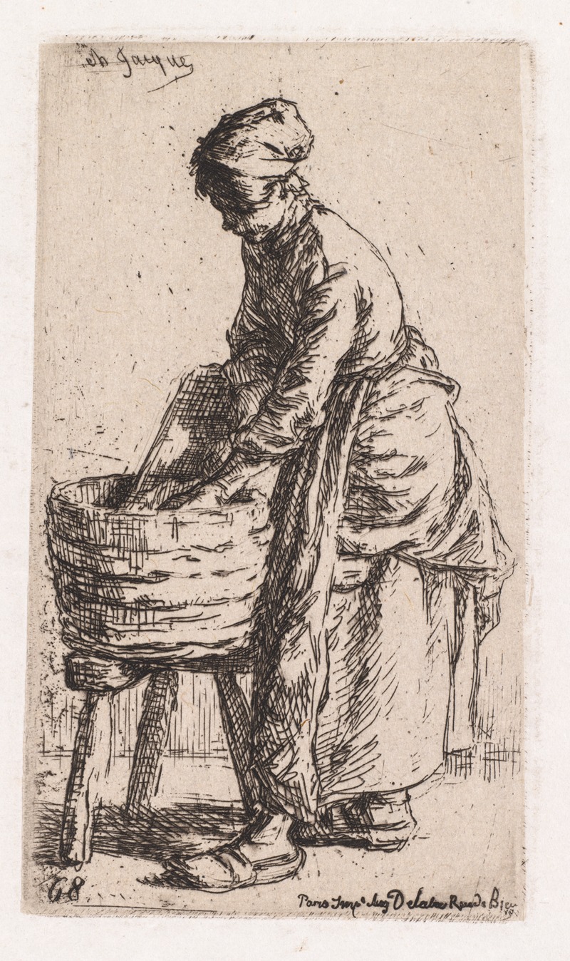 Washerwoman by Шарль Эмиль Жак, 1850 — digital art print download