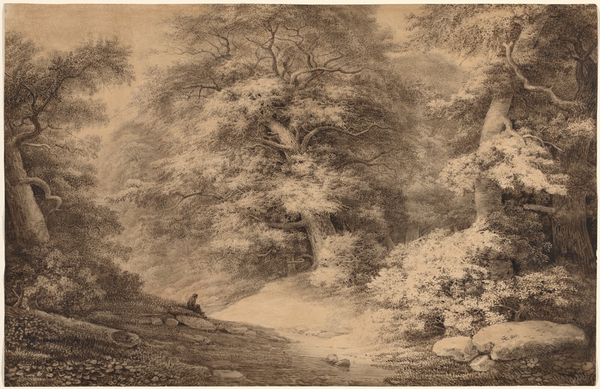 A Beech Wood with a Resting Traveler — Christoph Nathe