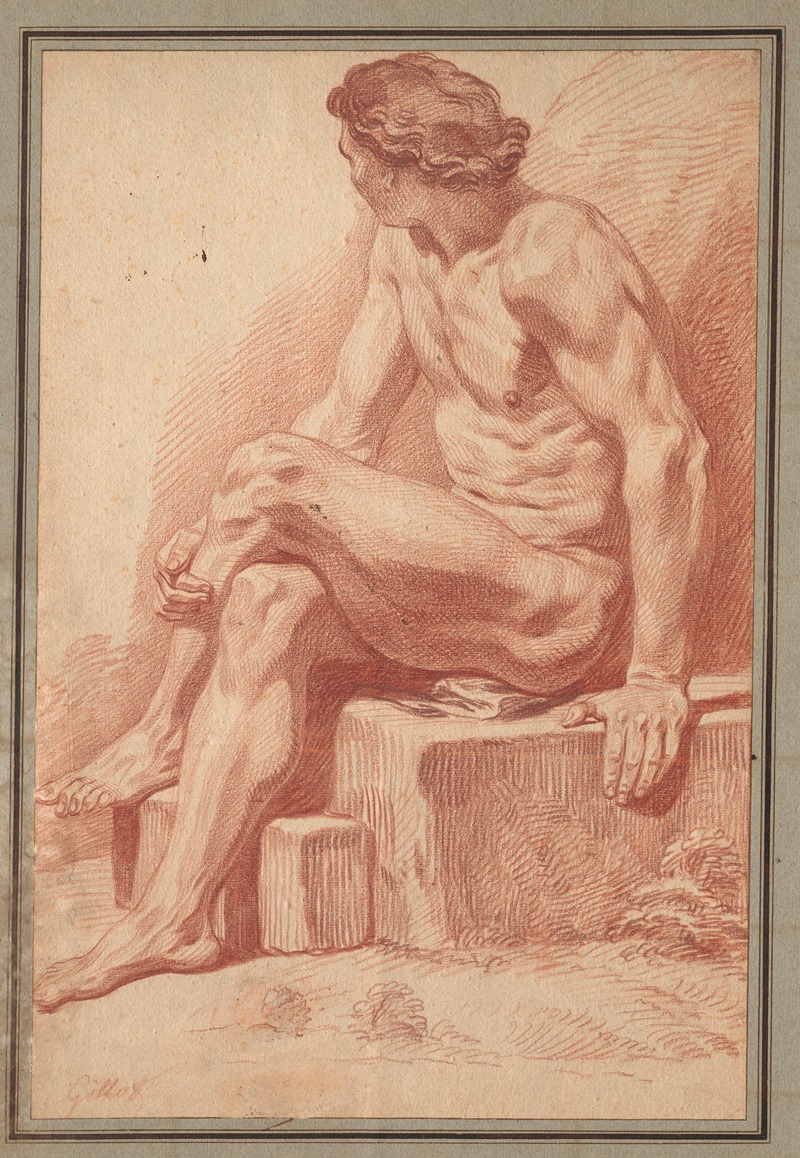 Seated Male Nude by Claude Gillot — digital art print download