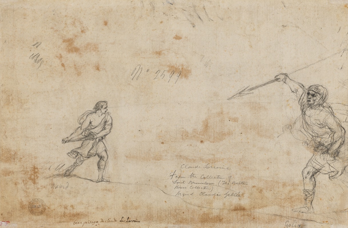 David and Goliath by Клод Лоррен, c. 1645 — digital art print download