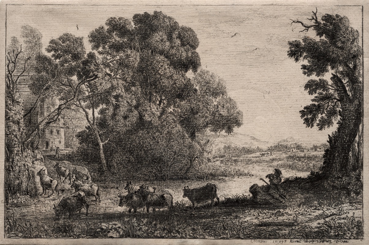 The Cowherder by Claude Lorrain, 1636 — digital art print download