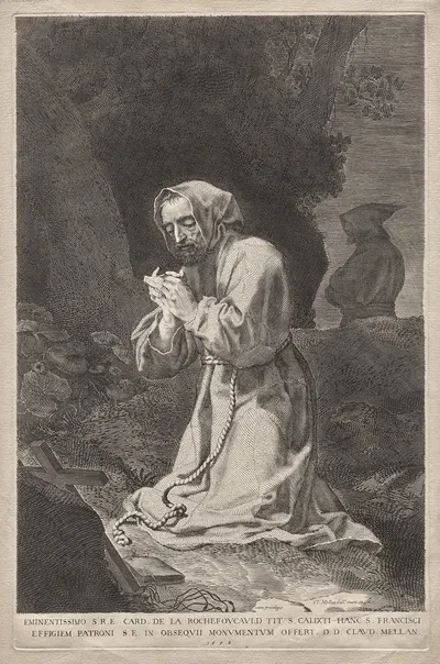 St. Francis by Claude Mellan, 1638 — digital art print download