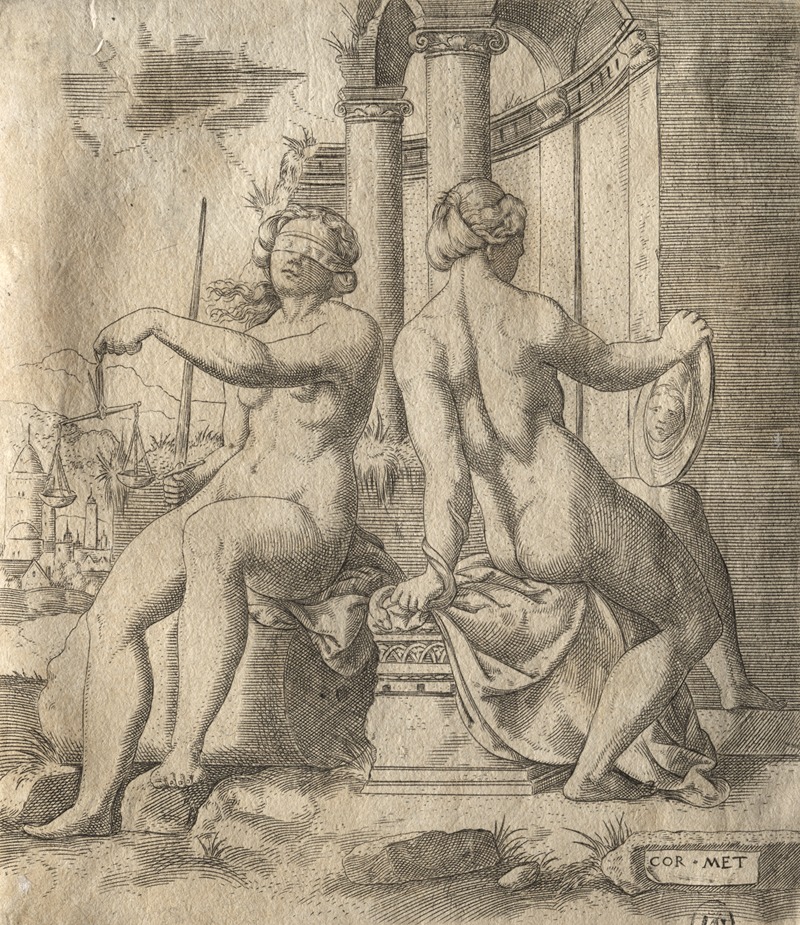 Justice and Prudence by Cornelis Massys, 1538 — digital art print download