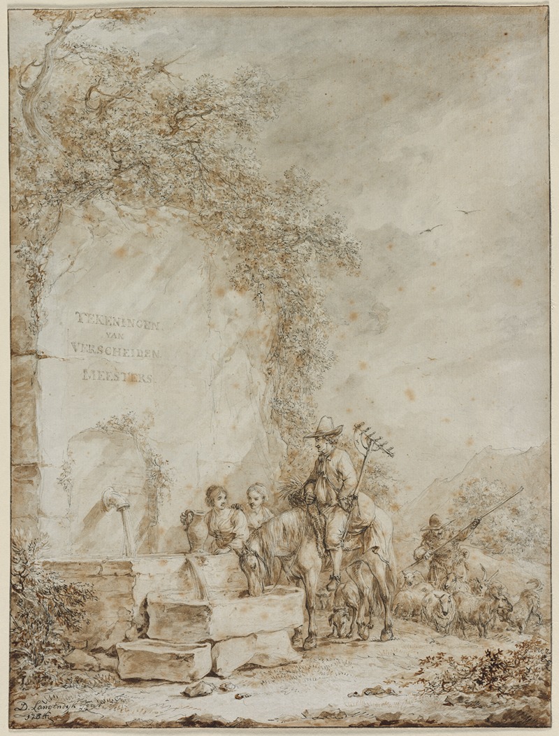 Peasants at a Fountain — Дирк Лангендайк