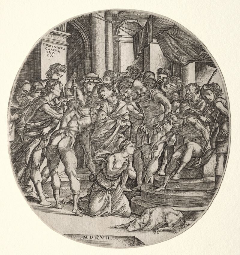 Beheading of Saint Catherine by Domenico Campagnola, 1517 — digital art print download