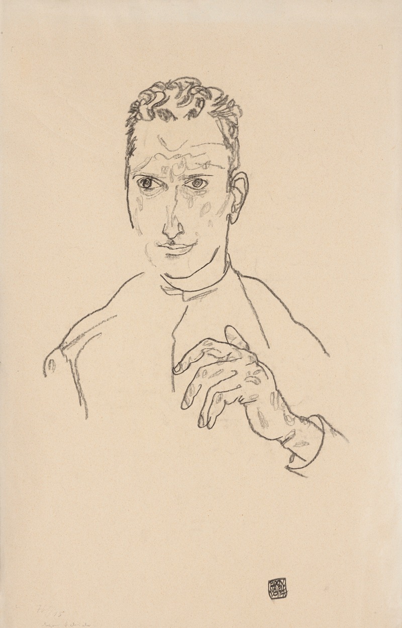 Brustbild eines jungen Mannes by Egon Schiele, 1917 — digital art print download