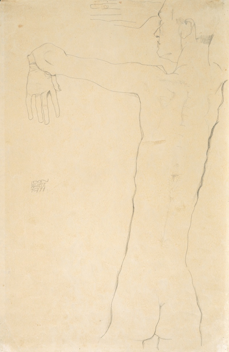 Nude Man with Raised Arms by Эгон Шиле, 1911 — digital art print download