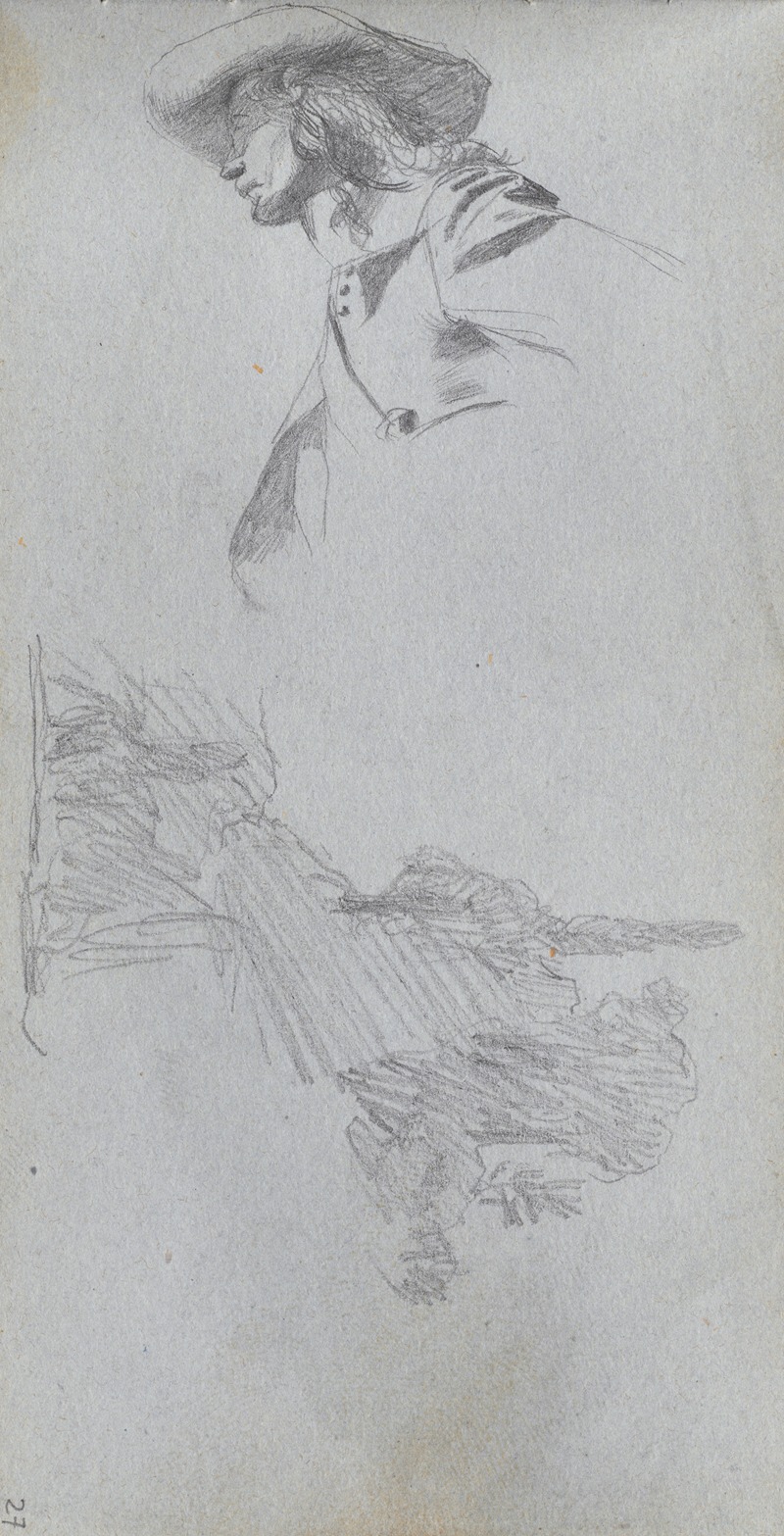 Detail Study for 'On a Terrace' and Landscape Study by Эрнест Мейссонье — digital art print download