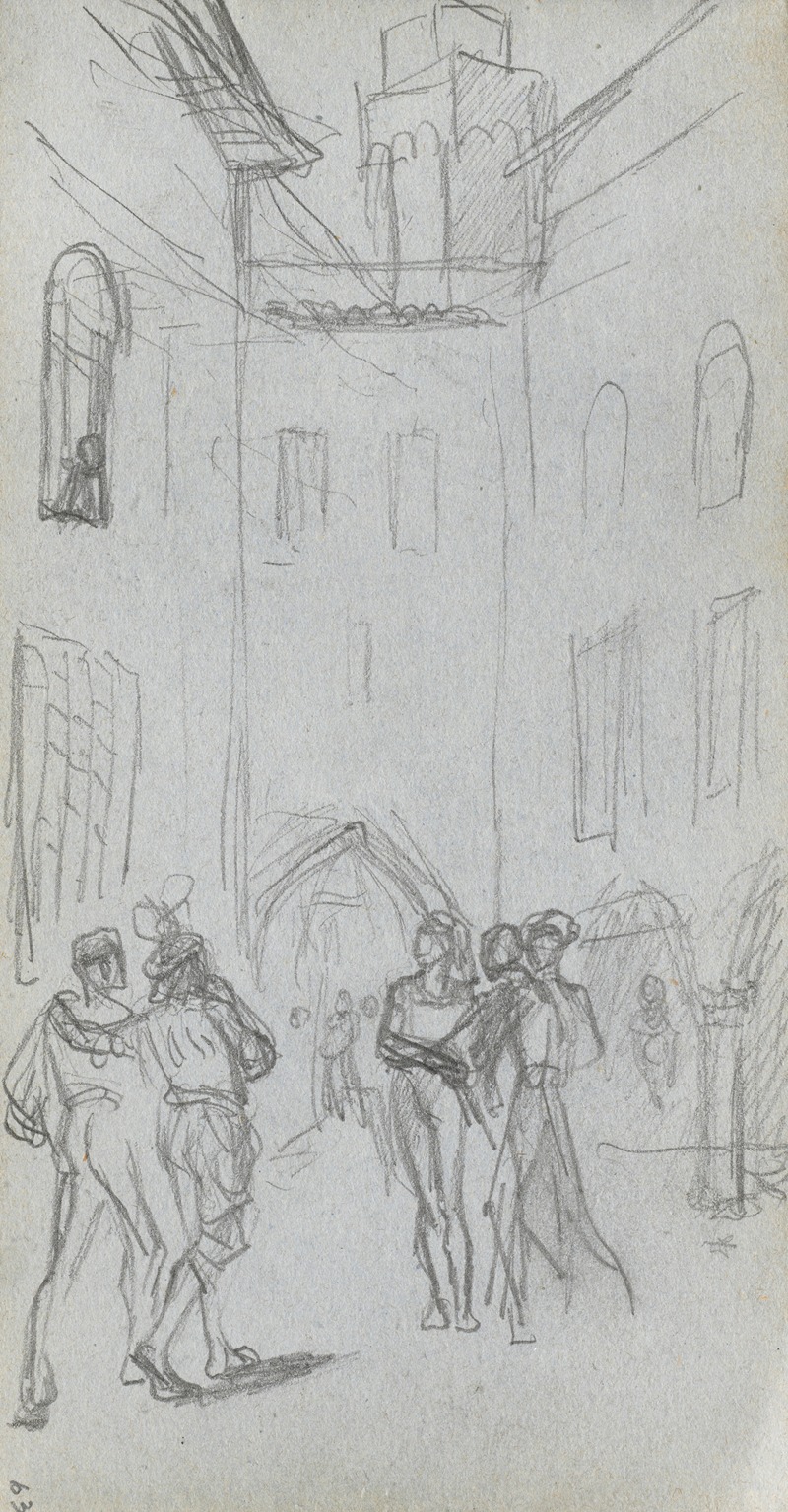 Figures in a Courtyard by Ernest Meissonier — digital art print download