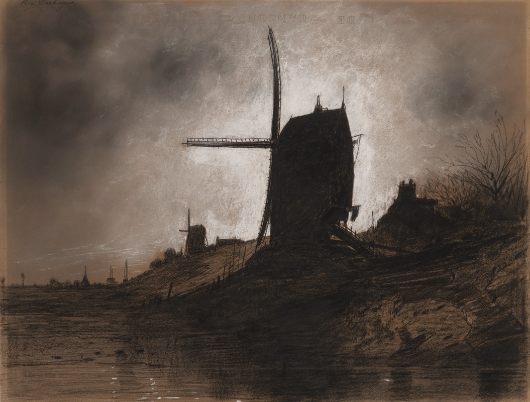 Windmills in a Landscape by Эжен Дешай — digital art print download