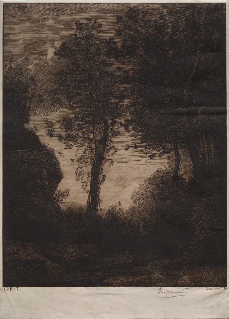 Sunset, after Corot by Феликс Браккемонд, c. 1858 — digital art print download