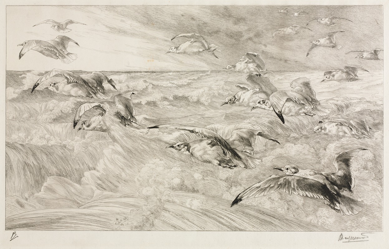 The Seagulls by Феликс Браккемонд, c. 1880 — digital art print download