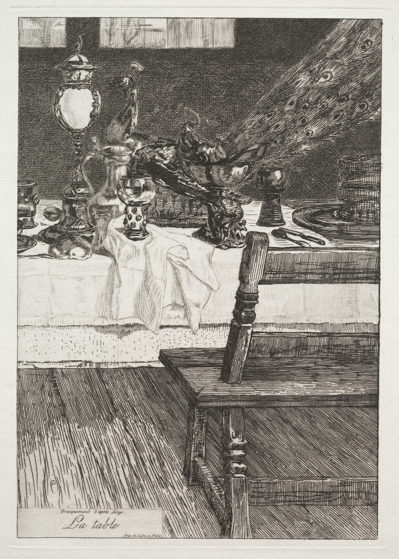 The Table, after H. Leys by Феликс Браккемонд, 1868 — digital art print download