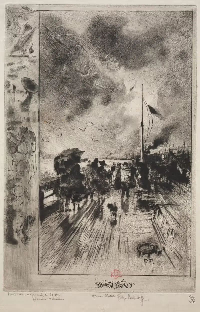 Причал в Англии by Феликс Илер Бюо, 1879 — digital art print download