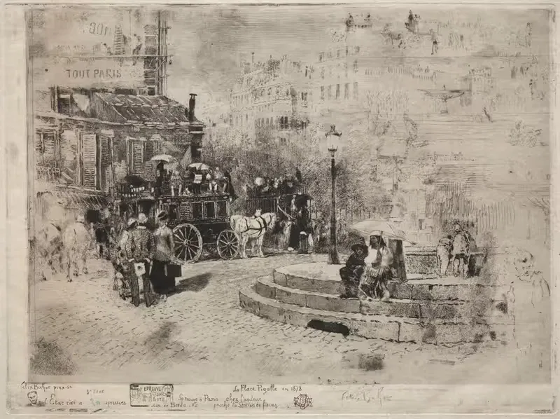 Place Pigalle en 1878 — Félix Hilaire Buhot