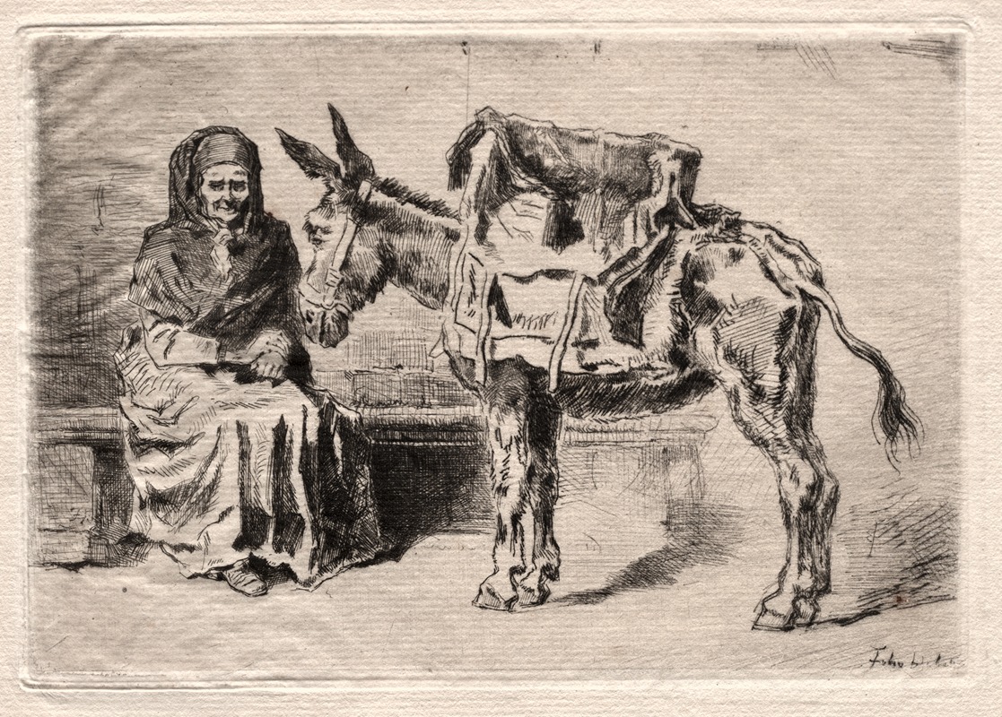 Seated woman with Mule by Феликс Илер Бюо, 1875 — digital art print download