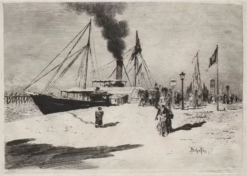 The Wharf at Trouville — Félix Hilaire Buhot