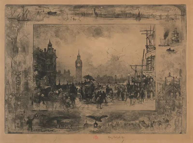 Мост Вестминстер или Вестминстерская башня by Феликс Илер Бюо, 1884 — digital art print download