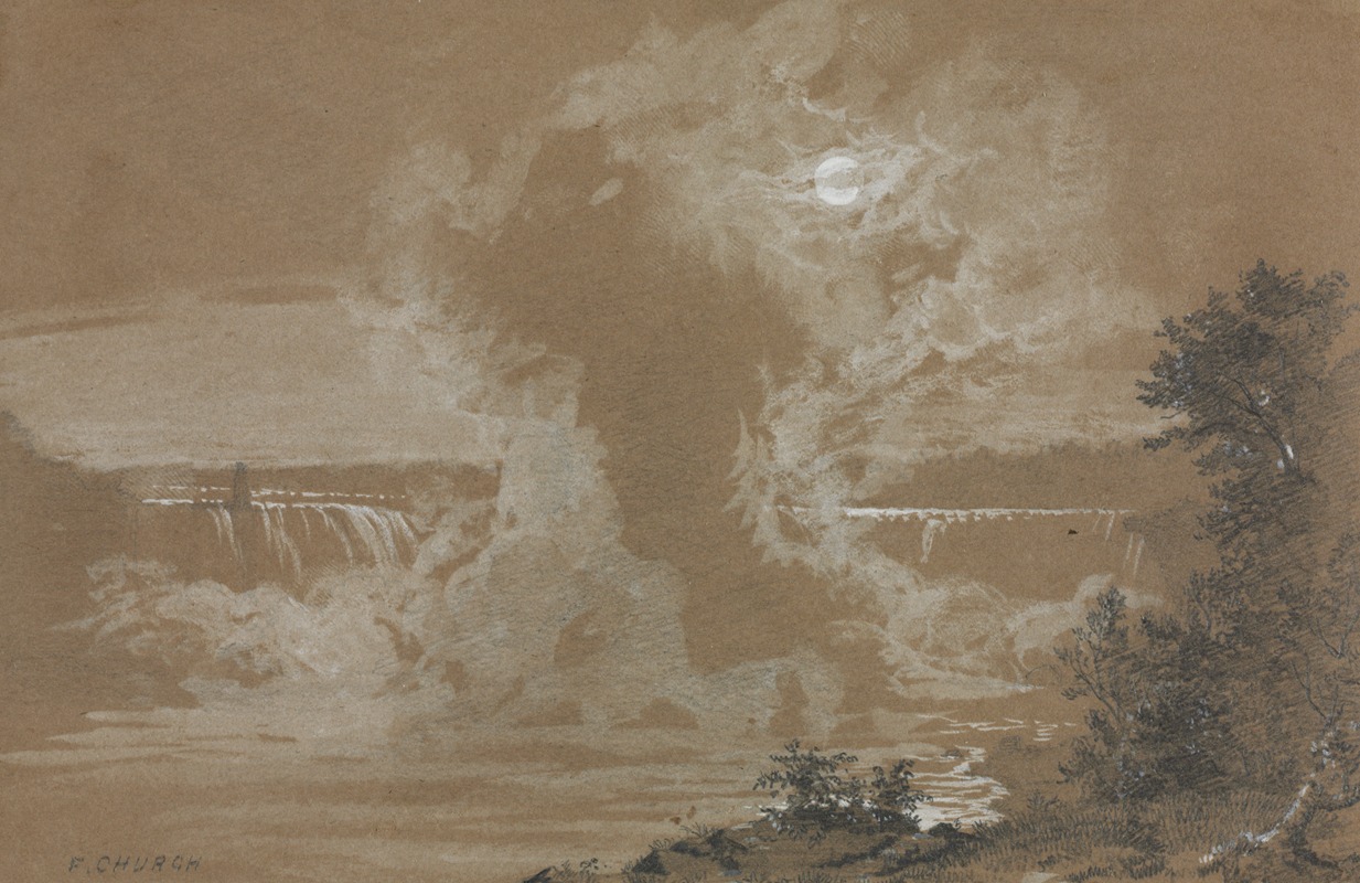 Niagara Falls by Moonlight by Frederic Edwin Church, 1856 — digital art print download