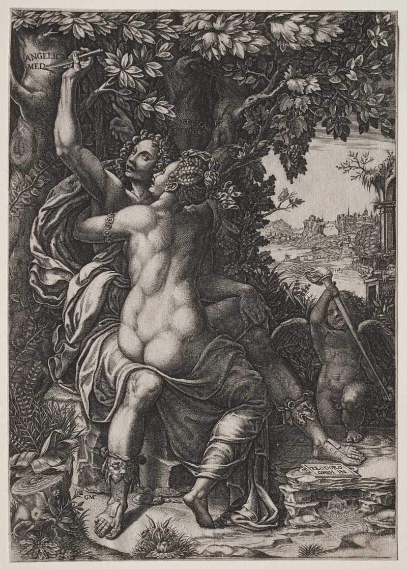 Angelica and Medoro by Giorgio Ghisi, c. 1570 — digital art print download