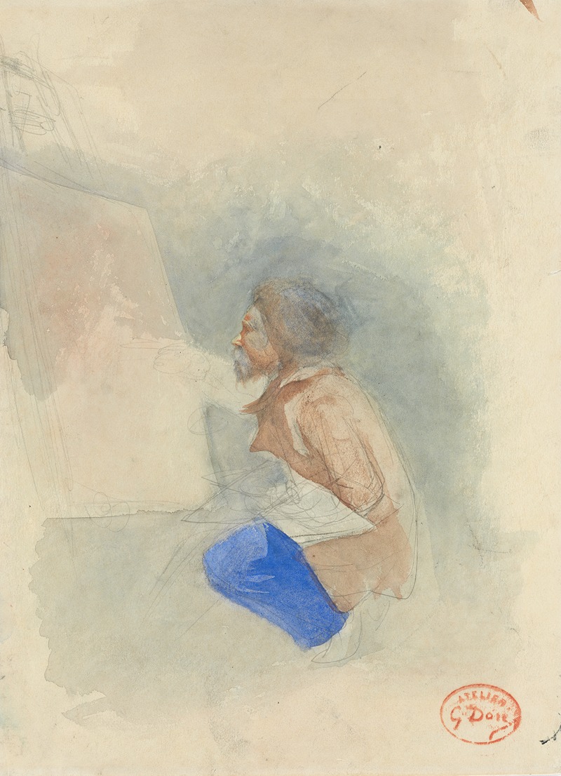 Künstler mit Palette vor Staffelei — Гюстав Доре
