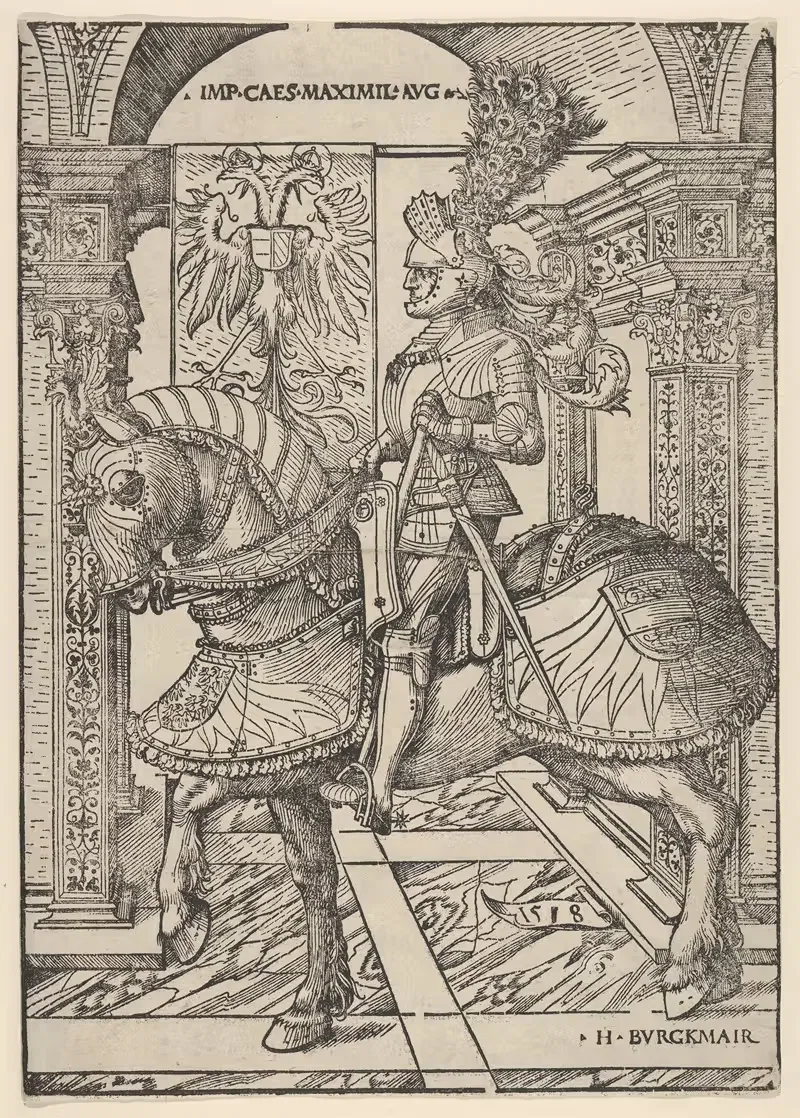 Император Максимилиан I на лошади by Ганс Бургкмайр Старший, 1518 — digital art print download