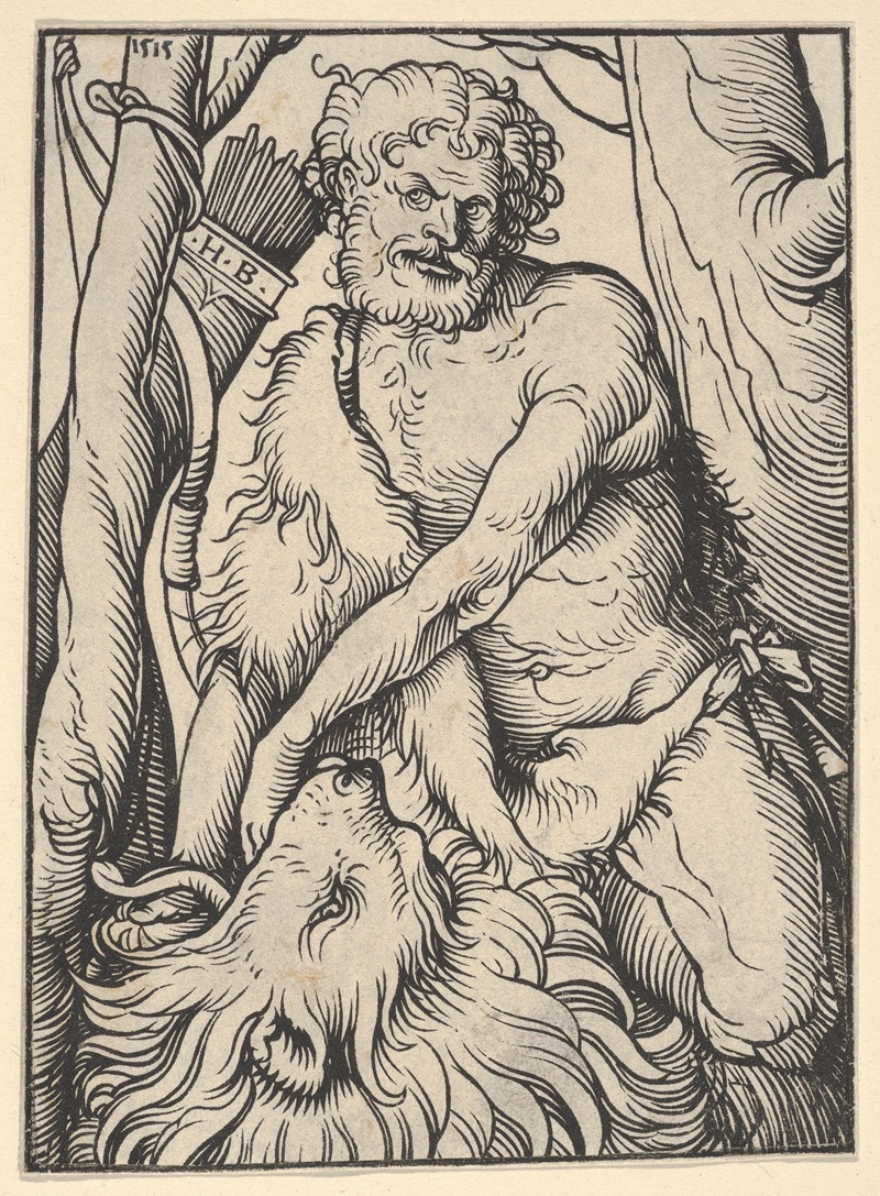 Samson Killing the Lion by Hans Burgkmair The Elder, 1515 — digital art print download