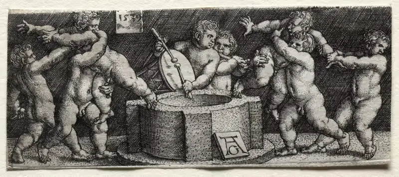 Eight Nude Children at a Well — Heinrich Aldegrever