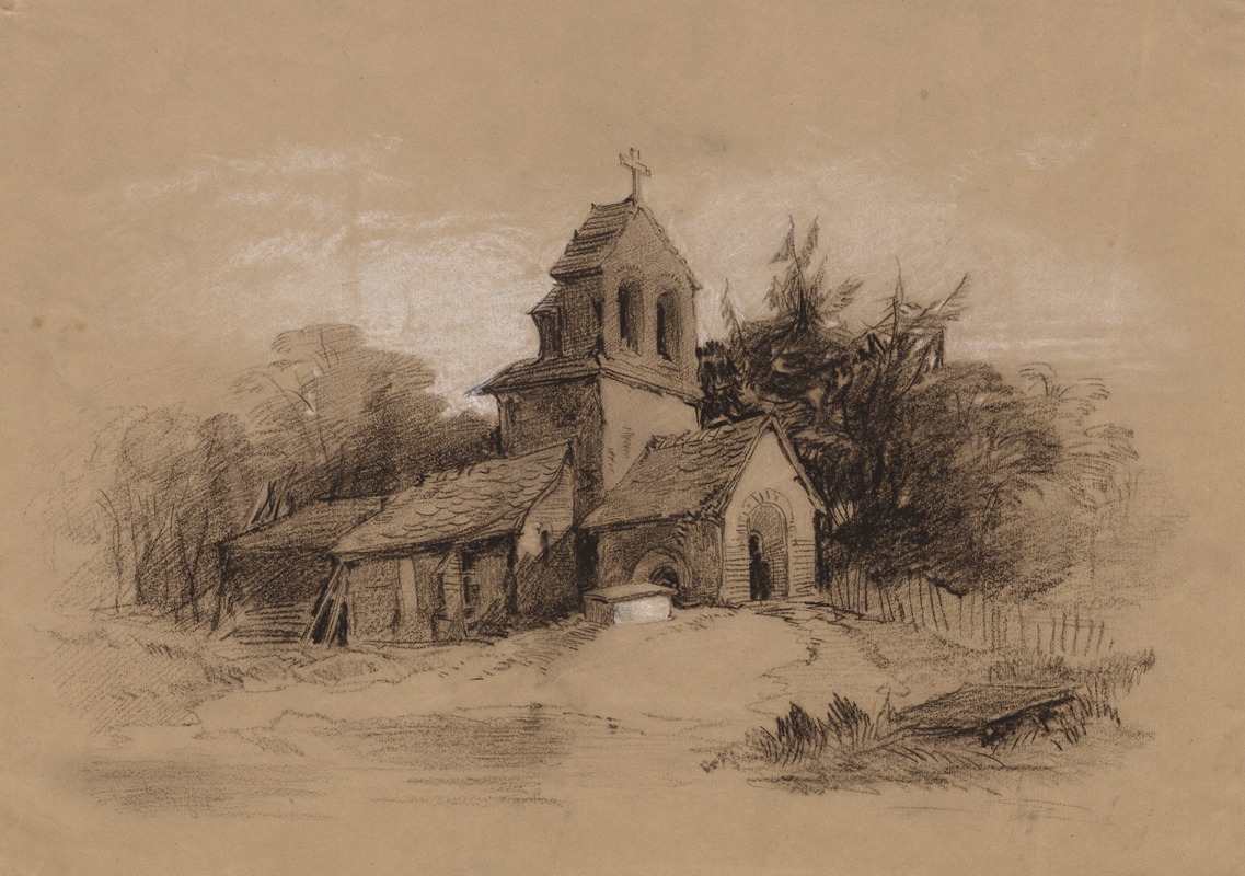 Church in a Landscape by Генри Брайт — digital art print download