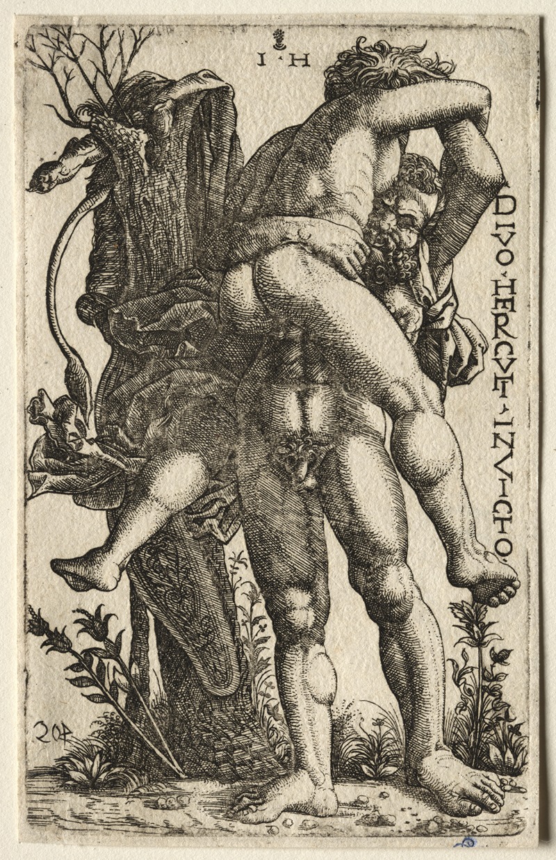 Hercules and Antaeus by Иероним Хопфер — digital art print download
