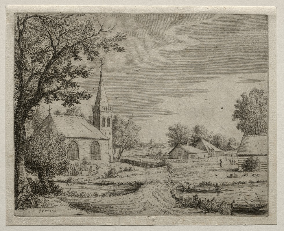 Village Church by Ян ван Гойен, c. 1650 — digital art print download