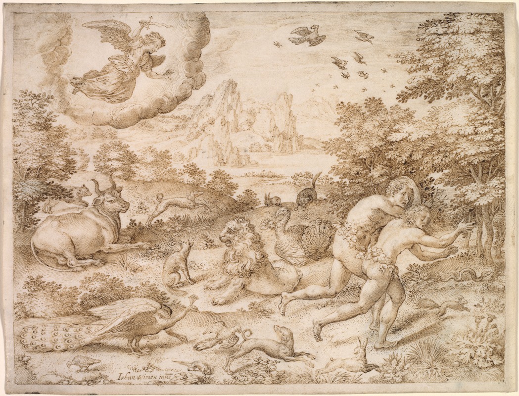 The Expulsion from Paradise by Jan Wierix, c. 1606 — digital art print download