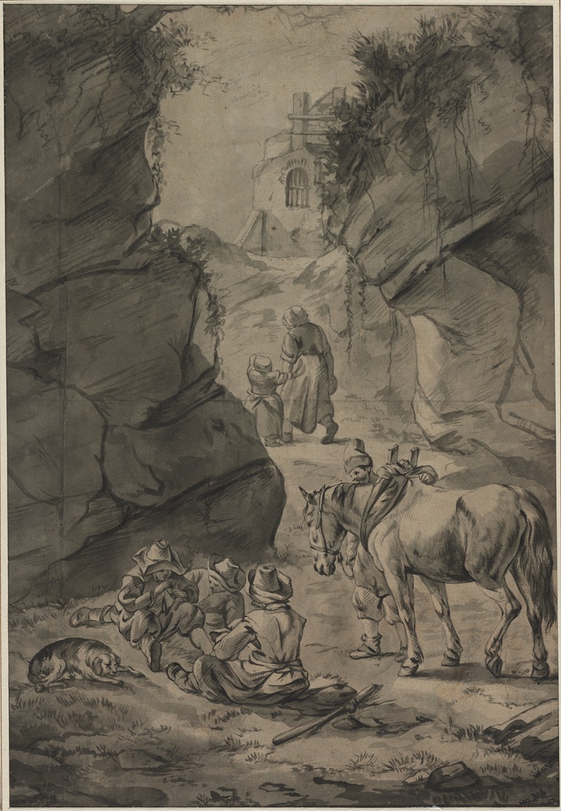 Peasants in a Rocky Landscape — Jan Wouwerman