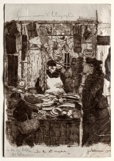 In the Old Market by Jean-Émile Laboureur, 1906 — digital art print download