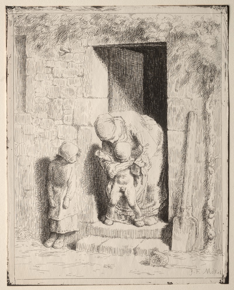 Maternal Precaution by Jean-François Millet, 1860 — digital art print download